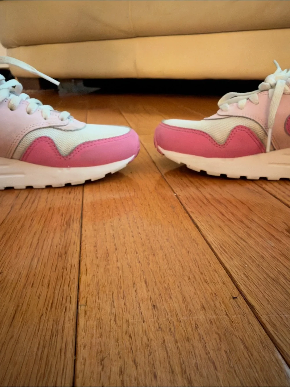 Nike Kids Pink and White Low-Top Sneakers